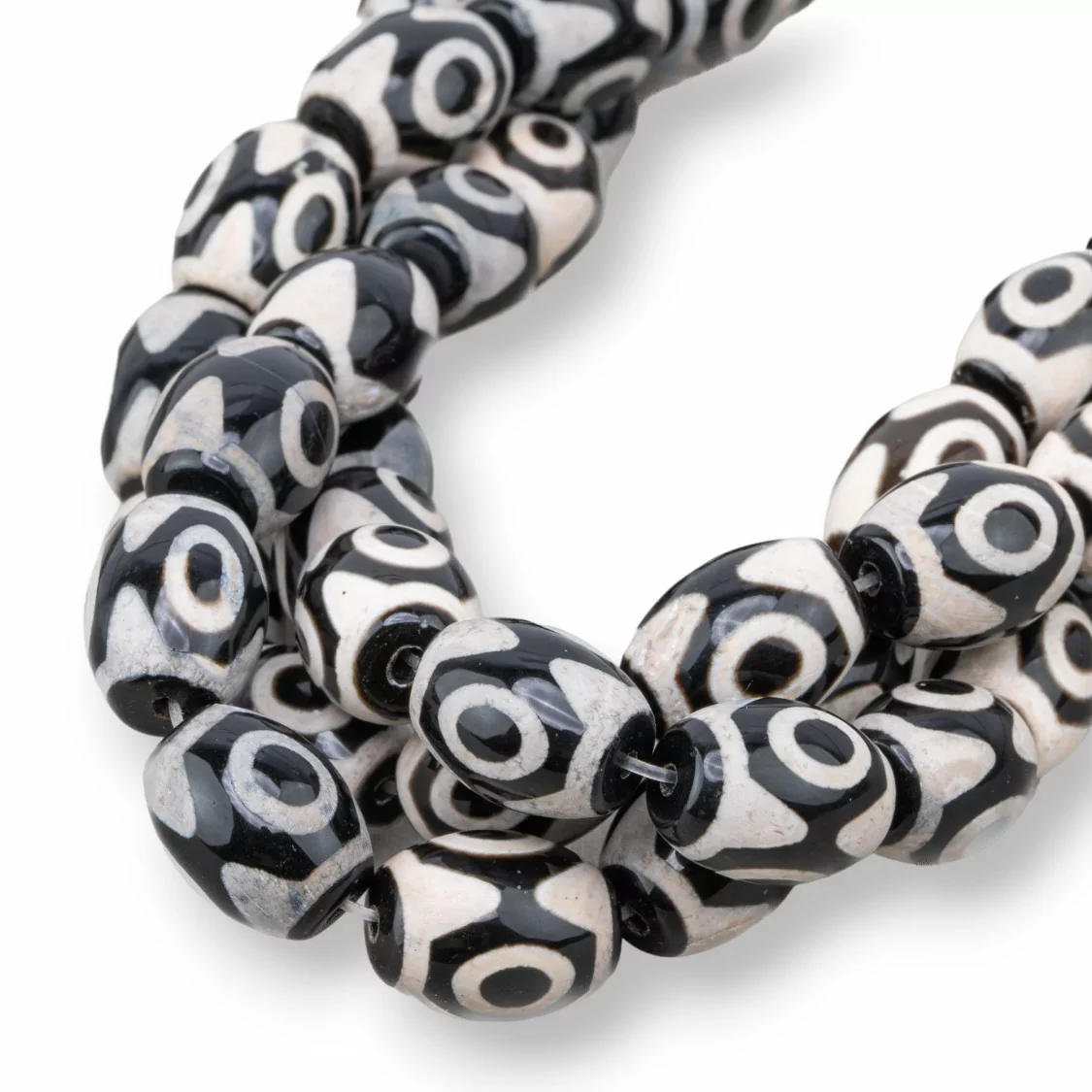 Agata Tibetana Barilotto 12x16mm Nero 2-AGATA TIBETANA | Worldofjewel.com