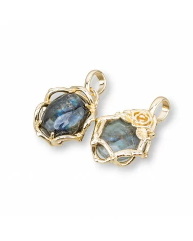 Ciondolo Pendente Di Bronzo Stile Barocco Con Pietre Dure 20x32mm 4Pz Dorato Labradorite-CIONDOLI DI PIETRE DURE | Worldofjewel.com