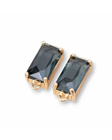 Componente Connettore Di Bronzo Con Cristalli CZ Rettangolo Sfaccettato 8x16mm 15pz Con 2 Anellini Grigio-CABOCHON BORDATI E INCASTONATI | Worldofjewel.com