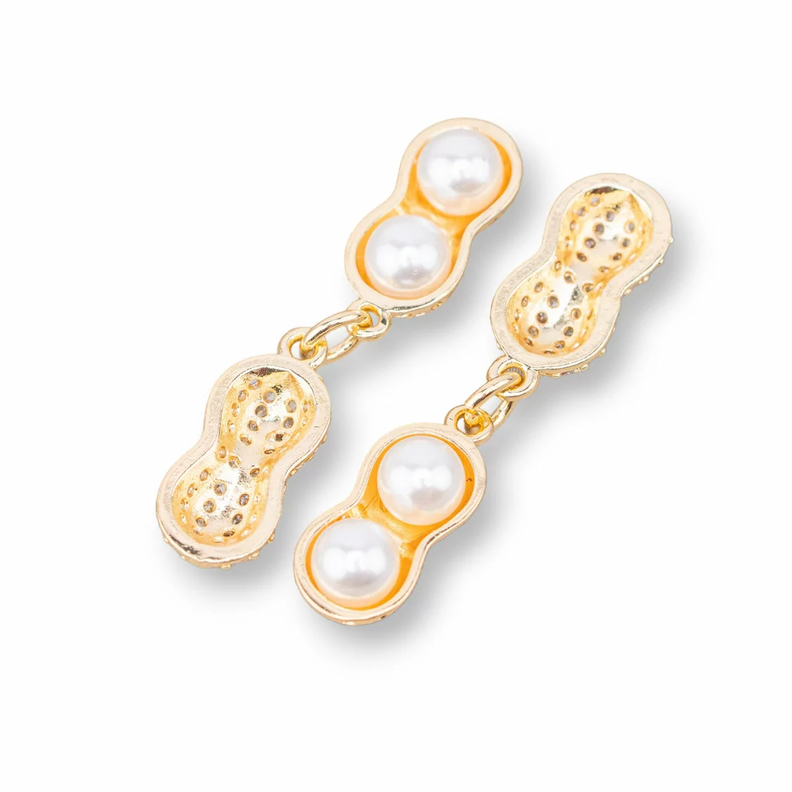 Componente Pendente Di Bronzo Con Madreperla Arachide 7x16mm 7pz Con 1 Anellino-PENDENTI E CHARMS | Worldofjewel.com