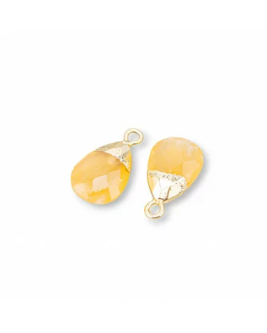 Componente Pendente Di Bronzo Con Pietre Dure Sfaccettate 10x17mm 8pz Giada Arancio-PENDENTI E CHARMS | Worldofjewel.com