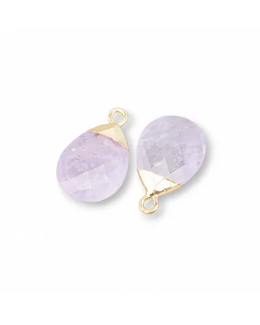 Componente Pendente Di Bronzo Con Pietre Dure Sfaccettate 12,5x20mm 6pz Ametista Lavanda-PENDENTI E CHARMS | Worldofjewel.com