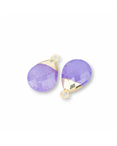 Componente Pendente Di Bronzo Con Pietre Dure Sfaccettate 12,5x20mm 6pz Giada Lavanda-PENDENTI E CHARMS | Worldofjewel.com