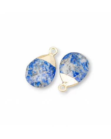 Componente Pendente Di Bronzo Con Pietre Dure Sfaccettate 12,5x20mm 6pz Lapis Grezzo-PENDENTI E CHARMS | Worldofjewel.com