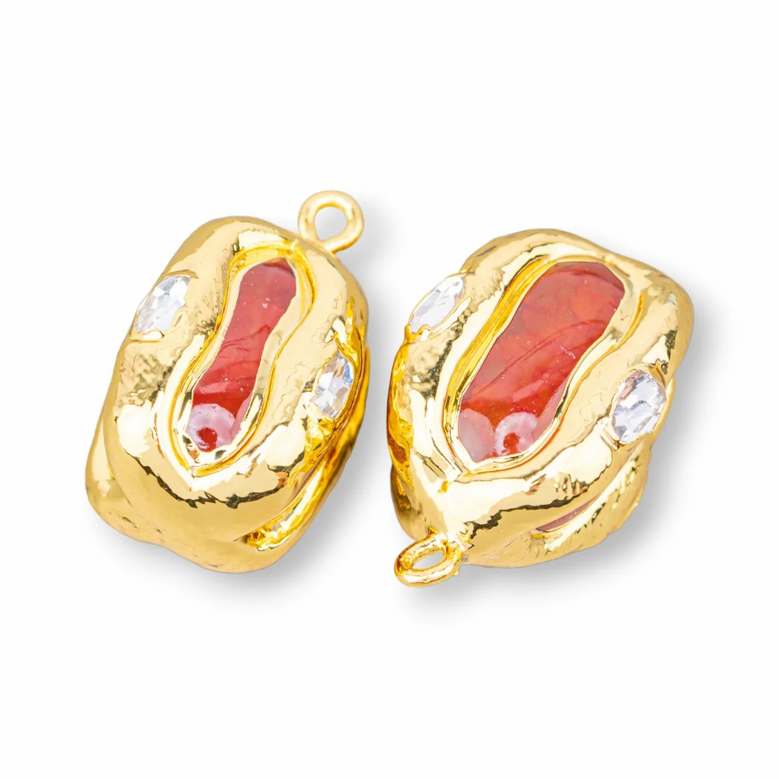 Componente Pendente Di Pietre Dure 18-20mm 4pz Con 1 Anellino Arancio-PENDENTI E CHARMS | Worldofjewel.com