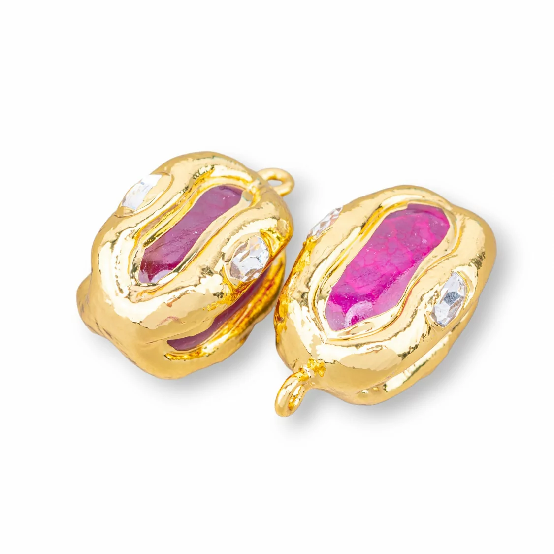 Componente Pendente Di Pietre Dure 18-20mm 4pz Con 1 Anellino Fucsia-PENDENTI E CHARMS | Worldofjewel.com