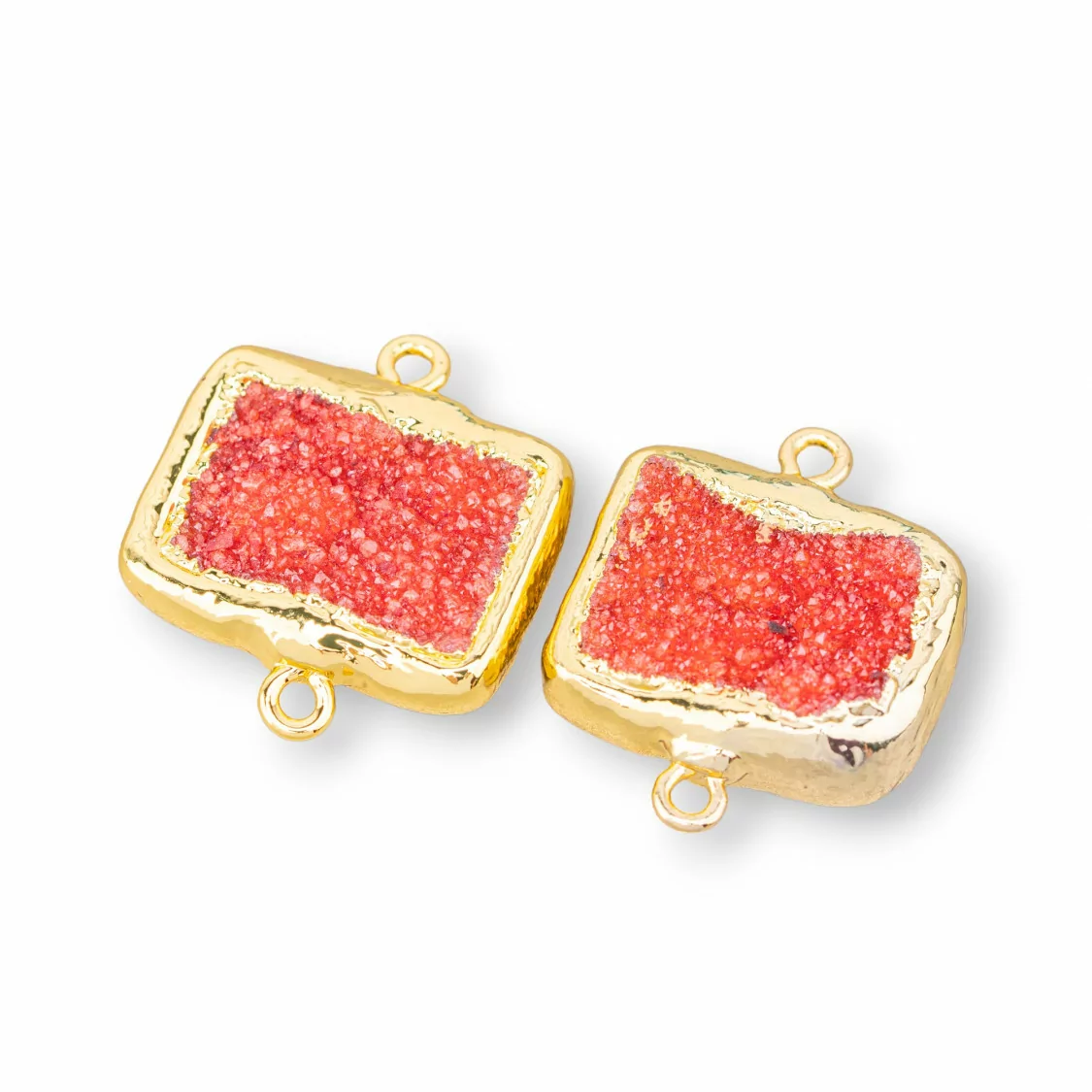 Componente Pendente Di Pietre Dure 22x25mm 4pz Con 2 Anellini Rosso-PENDENTI E CHARMS | Worldofjewel.com