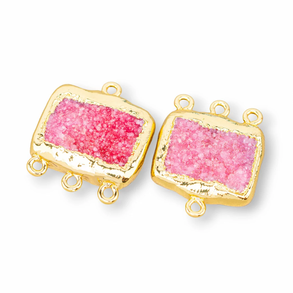 Componente Pendente Di Pietre Dure 22x25mm 4pz Con 4 Anellini Fucsia-PENDENTI E CHARMS | Worldofjewel.com