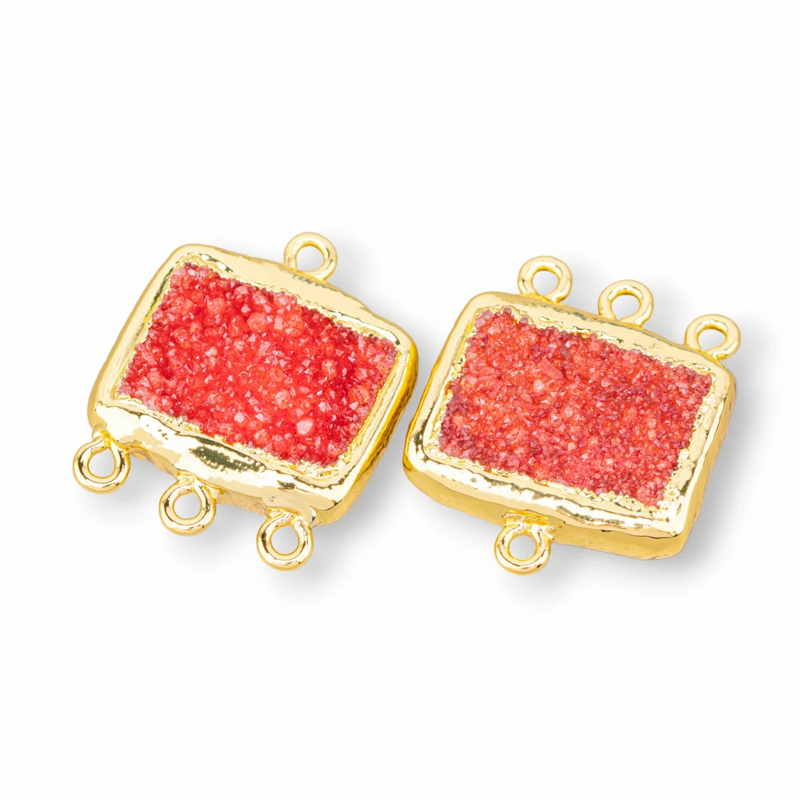 Componente Pendente Di Pietre Dure 22x25mm 4pz Con 4 Anellini Rosso-PENDENTI E CHARMS | Worldofjewel.com