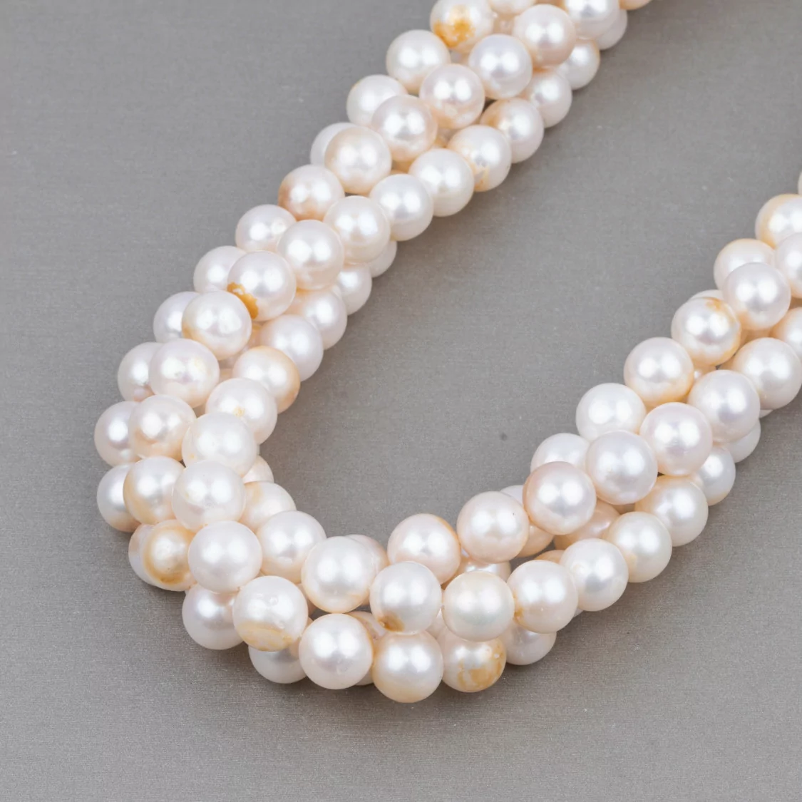 Perle di Fiume Tondo 9,0-9,5mm A Bianco Macchiato-TONDO | Worldofjewel.com