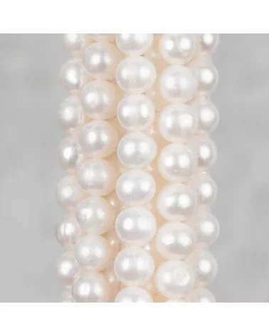 Perle di Fiume Tondo 6,5-7,5mm Bianco-TONDO | Worldofjewel.com