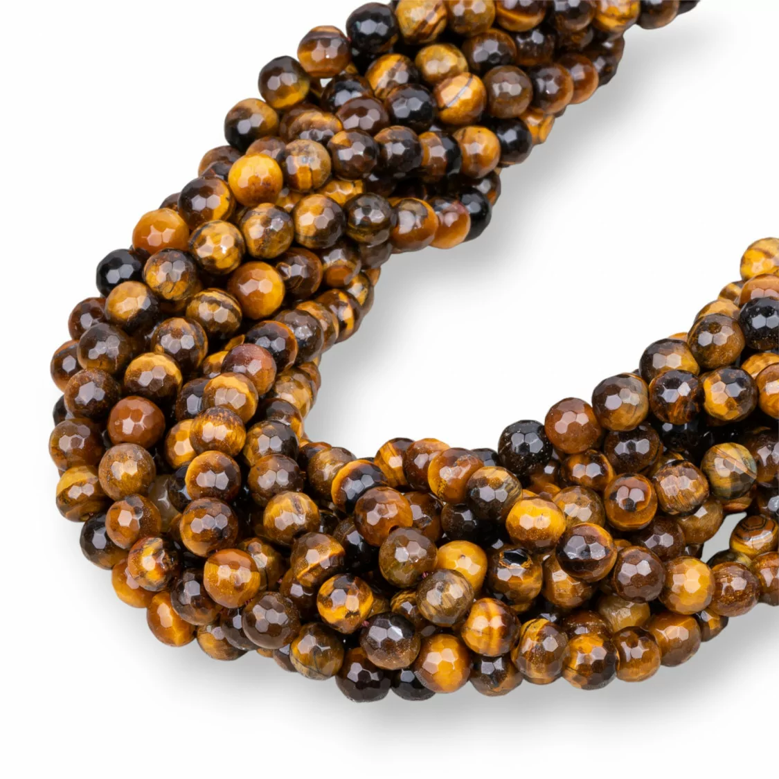 Occhio di Tigre Giallo Perlina Tonda Sfaccettata 6mm-OCCHIO DI TIGRE GIALLO | Worldofjewel.com