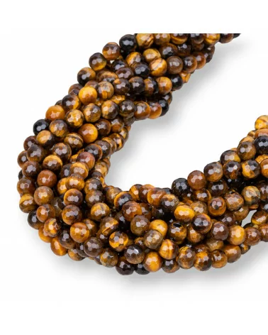 Occhio di Tigre Giallo Perlina Tonda Sfaccettata 6mm-OCCHIO DI TIGRE GIALLO | Worldofjewel.com