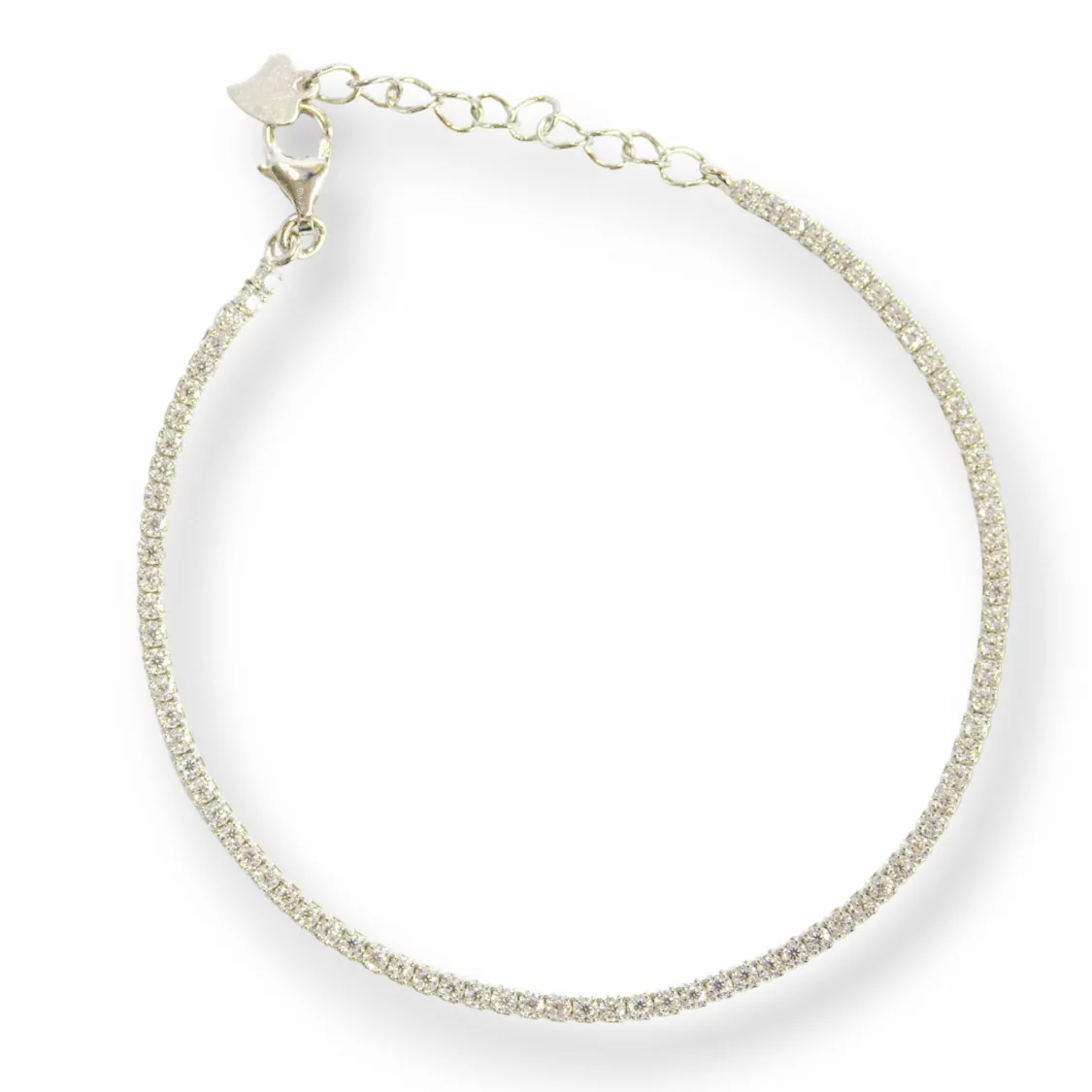 Bracciale Di Argento 925 Tennis Con Zirconi 2mm Rodiato + Bianco Con Chiusura Moschettone 1pz-BRACCIALI TENNIS | Worldofjewel.com