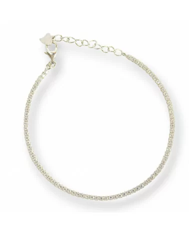 Bracciale Di Argento 925 Tennis Con Zirconi 2mm Rodiato + Bianco Con Chiusura Moschettone 1pz-BRACCIALI TENNIS | Worldofjewel.com