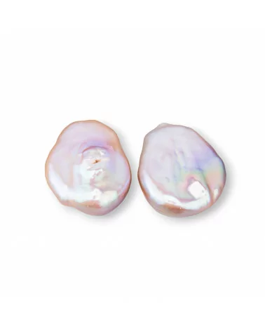 Perle Di Fiume Barocche Gocce Piatte Un Foro 16-18x22-24mm (YEG) 6-7gr 1 Coppia Lilla-PERLE BAROCCHE SFUSE | Worldofjewel.com