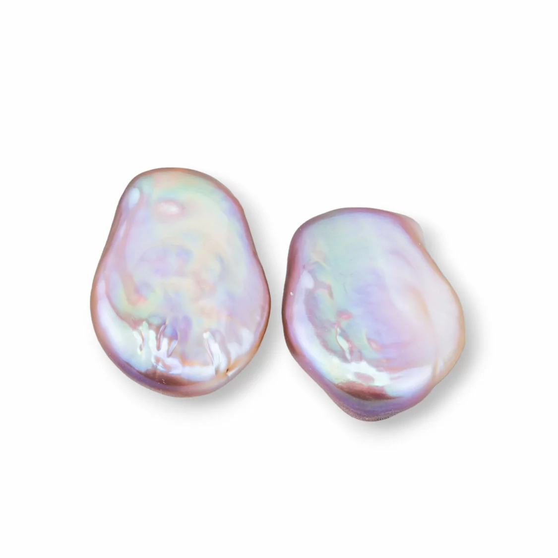 Perle Di Fiume Barocche Gocce Piatte Un Foro 16-18x22-24mm (YEG) 7-8gr 1 Coppia Lilla-PERLE BAROCCHE SFUSE | Worldofjewel.com