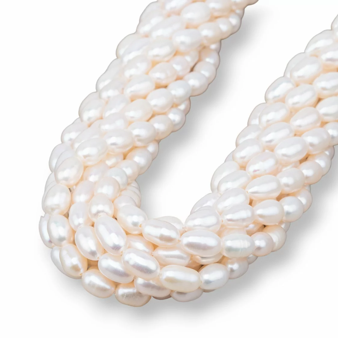 Perle Di Fiume Riso 6,0-6,5x10-11mm Bianco-TONDO | Worldofjewel.com