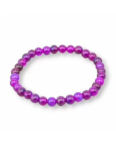 Bracciale Elastico Di Pietre Dure 6mm 10 Pezzi Agata Viola-OFFERTE BRACCIALI | Worldofjewel.com