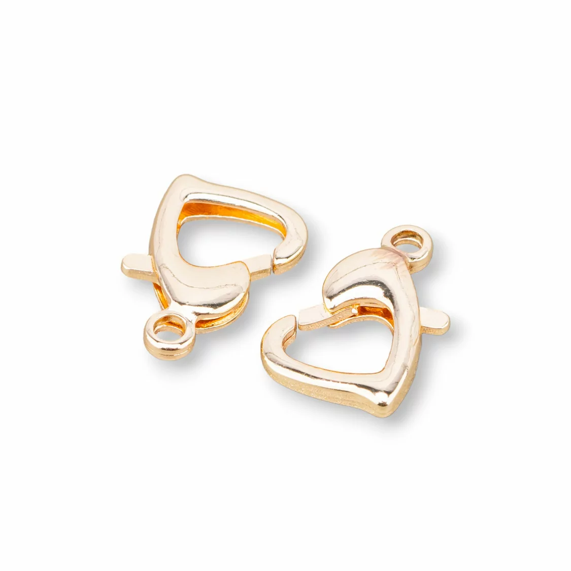 Chiusura Moschettone Di Ottone Nickelfree Cuore 9x13mm 28pz Dorato-CHIUSURE DI OTTONE E BRONZO | Worldofjewel.com