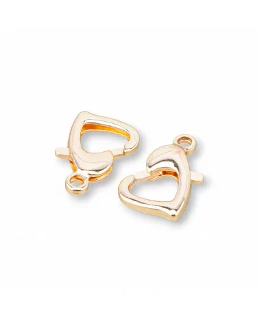 Chiusura Moschettone Di Ottone Nickelfree Cuore 9x13mm 28pz Dorato-CHIUSURE DI OTTONE E BRONZO | Worldofjewel.com