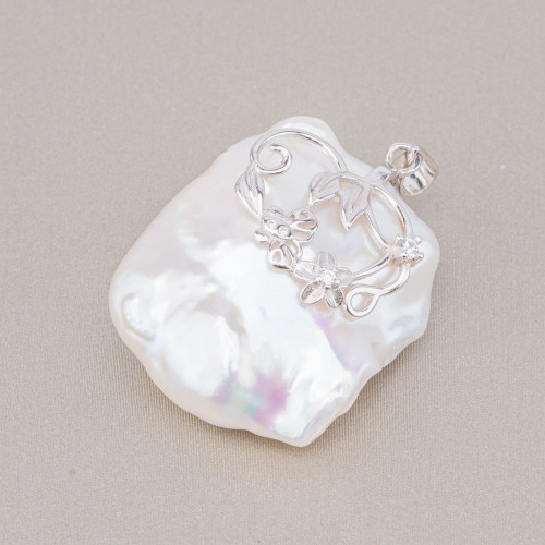 Pendenti Di Argento 925 Zirconato Con Perle Di Fiume (YNG) 12-13gr