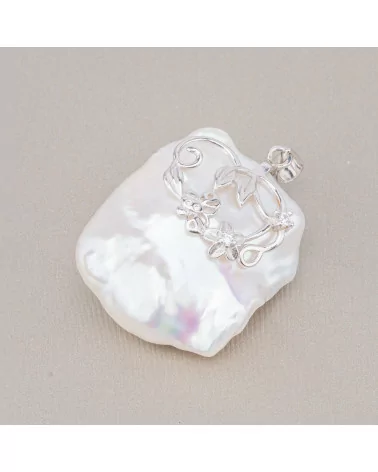 Pendenti Di Argento 925 Zirconato Con Perle Di Fiume (YNG) 12-13gr-ARGENTO 925 DESIGN ITALY | Worldofjewel.com