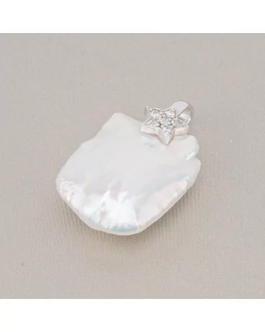 Pendenti Di Argento 925 Zirconato Con Perle Di Fiume (YNG) 9-10gr-ARGENTO 925 DESIGN ITALY | Worldofjewel.com