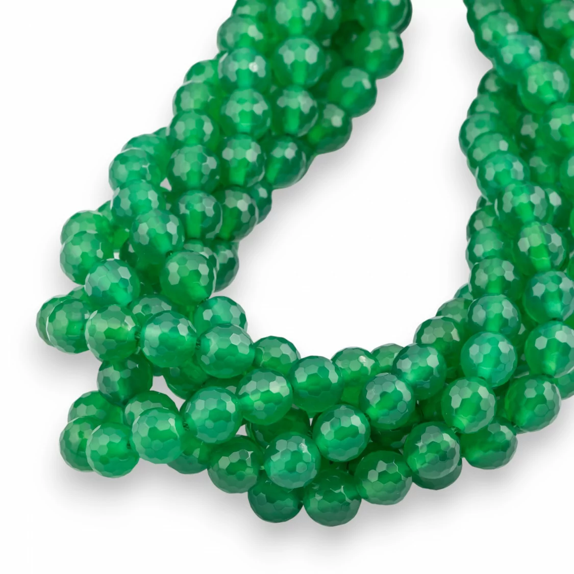 Agata Verde Perlina Tonda Sfaccettata 8mm Prima Scelta-AGATA VERDE | Worldofjewel.com