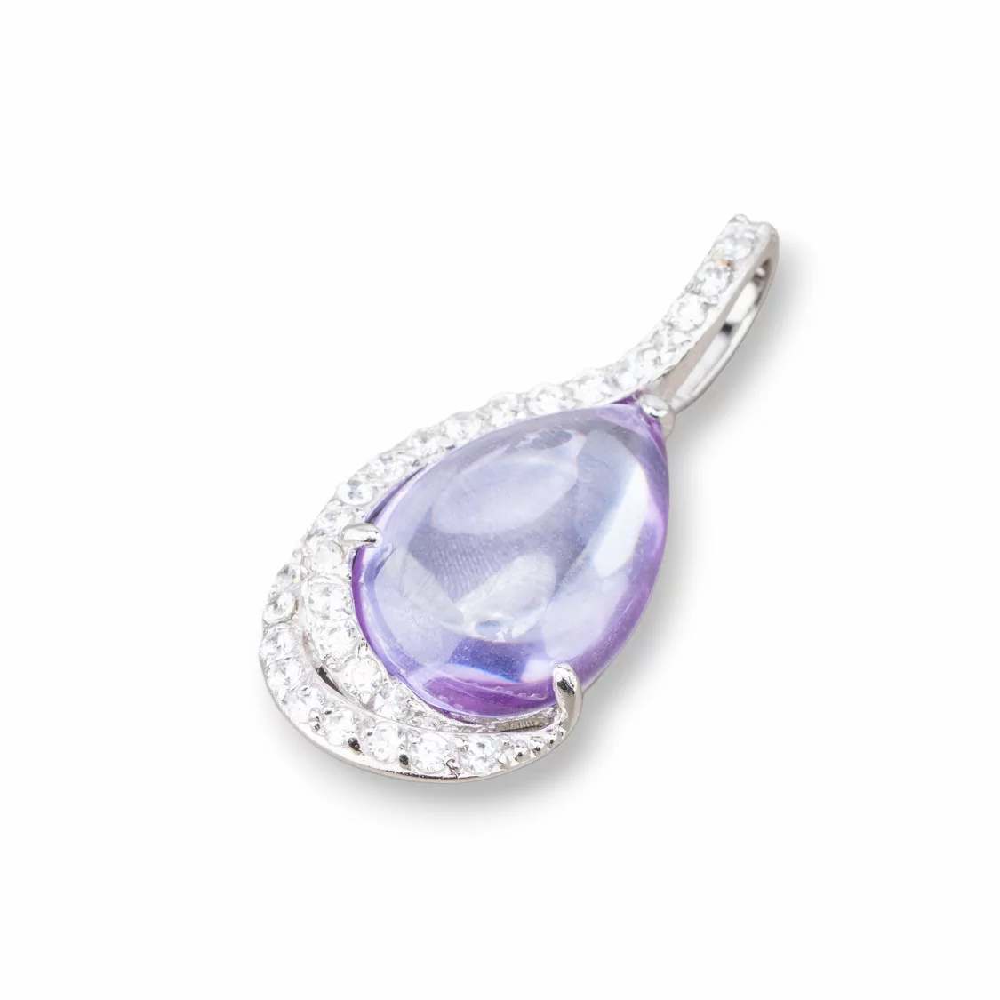 Ciondoli Pendenti Di Argento 925 Con Zirconi 17x35mm Viola-ARGENTO 925 DESIGN ITALY | Worldofjewel.com