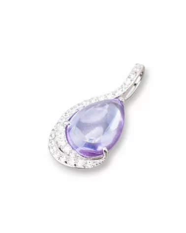 Ciondoli Pendenti Di Argento 925 Con Zirconi 17x35mm Viola-ARGENTO 925 DESIGN ITALY | Worldofjewel.com