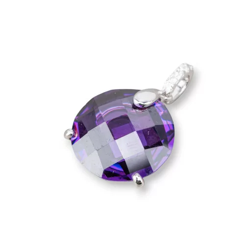 Ciondoli Pendenti Di Argento 925 Con Zirconi 20x32mm Viola-ARGENTO 925 DESIGN ITALY | Worldofjewel.com