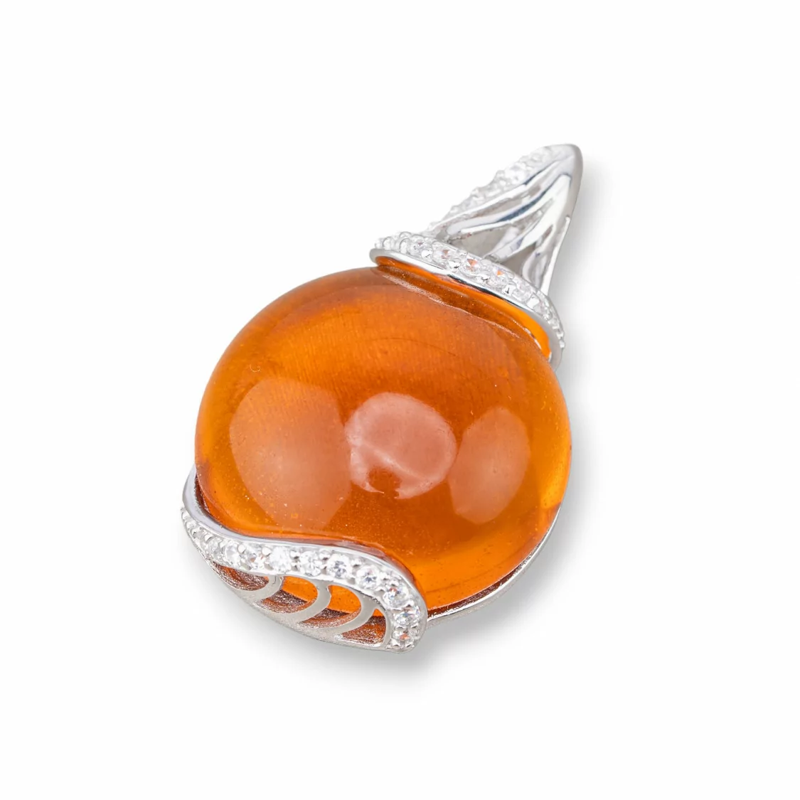 Ciondoli Pendenti Di Argento 925 Con Zirconi 22x35mm Arancio-ARGENTO 925 DESIGN ITALY | Worldofjewel.com