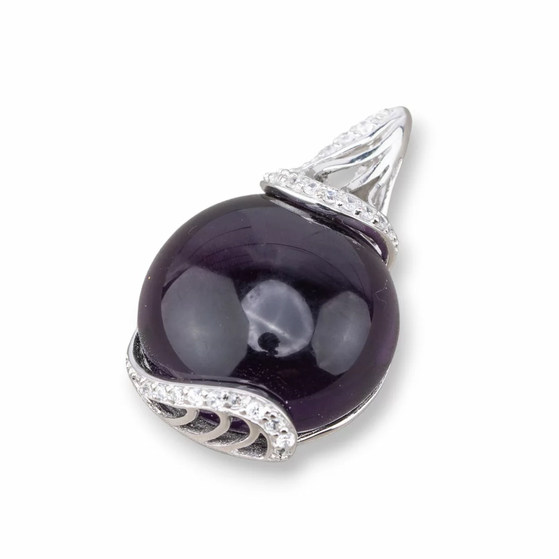 Ciondoli Pendenti Di Argento 925 Con Zirconi 22x35mm Viola Scuro-ARGENTO 925 DESIGN ITALY | Worldofjewel.com