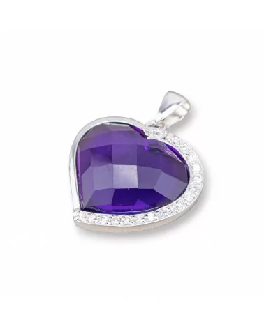 Ciondoli Pendenti Di Argento 925 Con Zirconi 25x32mm Viola-ARGENTO 925 DESIGN ITALY | Worldofjewel.com