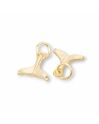 Componente Pendente Charms Di Argento 925 Coda Di Delfino 11x12mm 8pz Dorato-PENDENTI E CHARMS | Worldofjewel.com