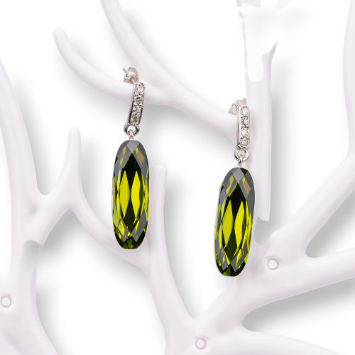 Pendientes de Plata 925 con Circonitas Verdes Made in ITALY