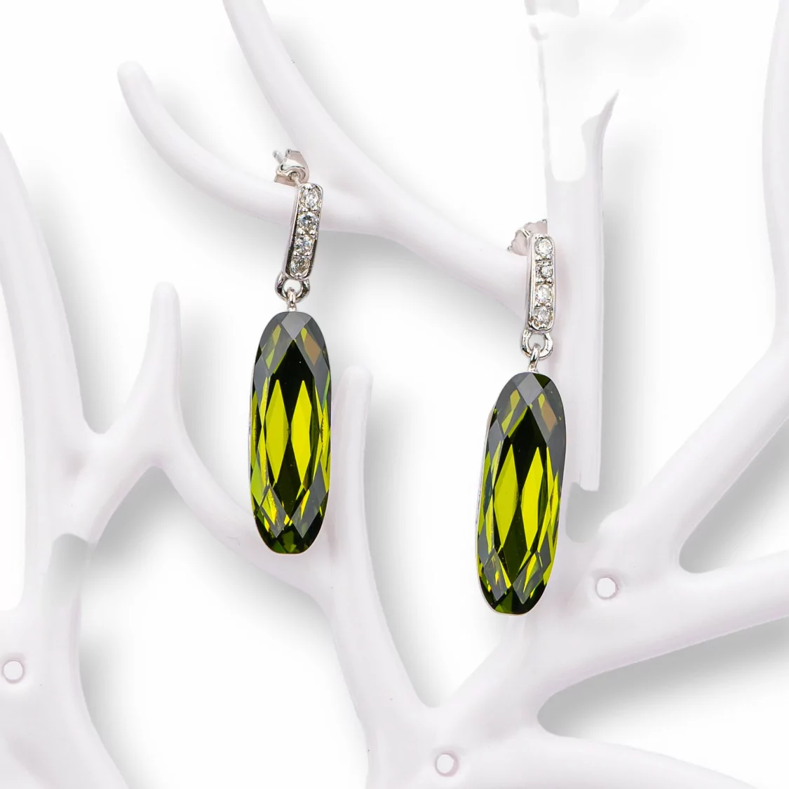 Orecchini Di Argento 925 Con Zirconi Made in ITALY Verde-ARGENTO 925 DESIGN ITALY | Worldofjewel.com