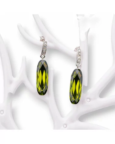 Orecchini Di Argento 925 Con Zirconi Made in ITALY Verde-ARGENTO 925 DESIGN ITALY | Worldofjewel.com