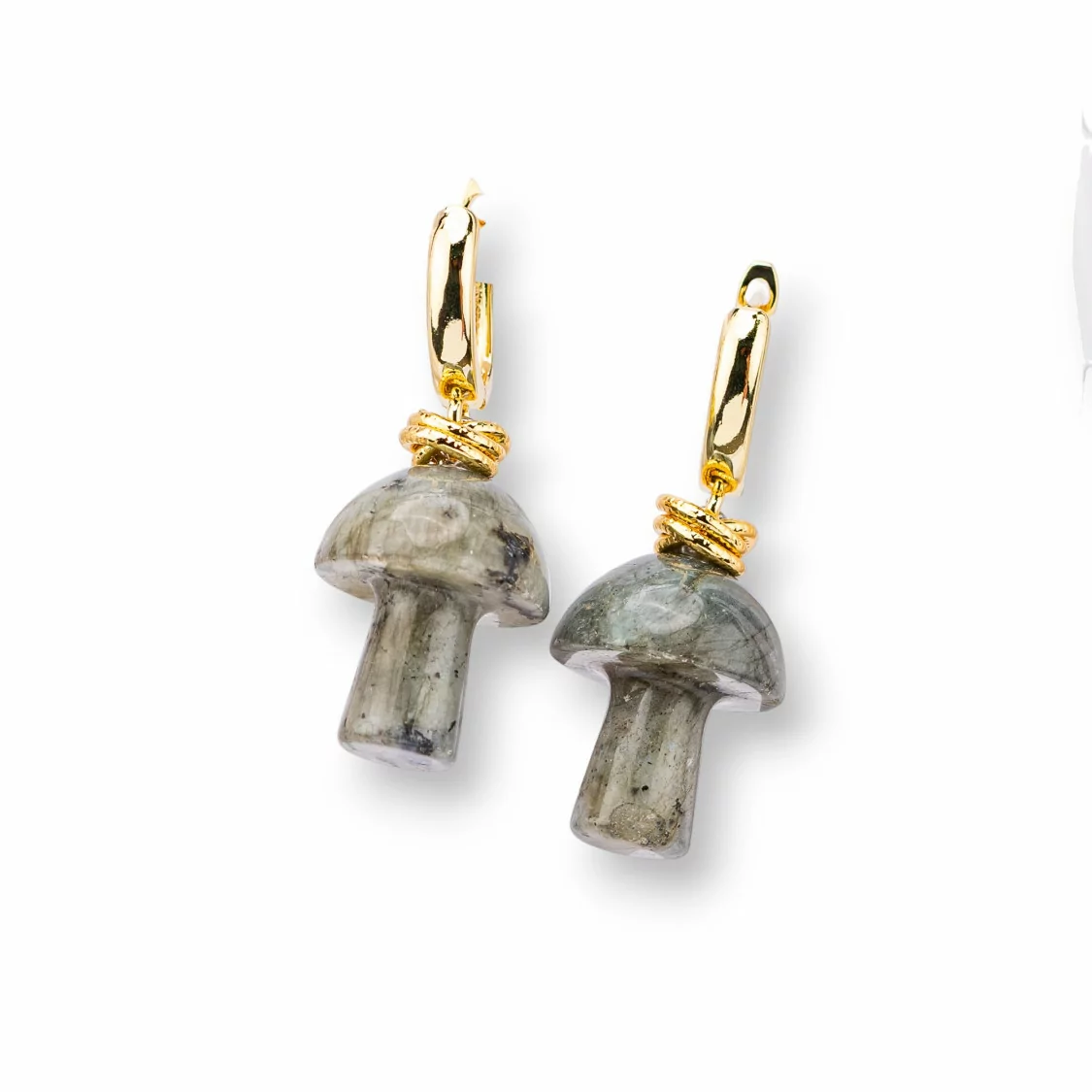 Orecchini Perno Di Bronzo Con Pendenti Di Pietre A Fungo Labradorite-BRONZO CRYSTAL | Worldofjewel.com