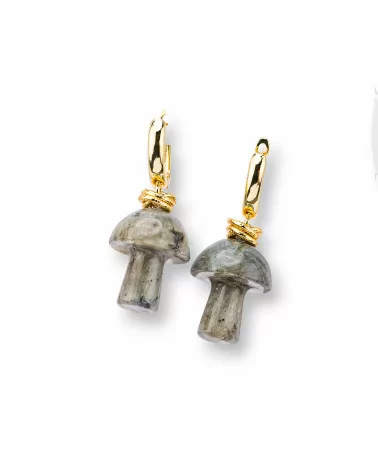 Orecchini Perno Di Bronzo Con Pendenti Di Pietre A Fungo Labradorite-BRONZO CRYSTAL | Worldofjewel.com