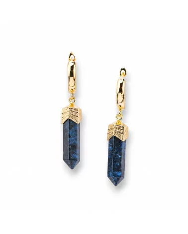 Orecchini Perno Di Bronzo Con Pendenti Di Pietre A Obelisco Sodalite-BRONZO FANTASIA | Worldofjewel.com