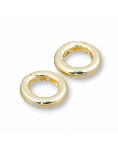 Chiusura Di Argento 925 Gancio A Ciambella Con Molla 15mm 2pz Dorato-CHIUSURE DI ARGENTO | Worldofjewel.com