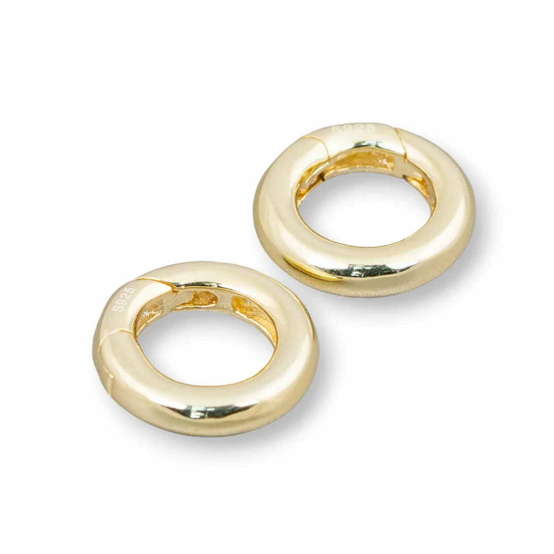 Chiusura Di Argento 925 Gancio A Ciambella Con Molla 18mm 2pz Dorato-CHIUSURE DI ARGENTO | Worldofjewel.com