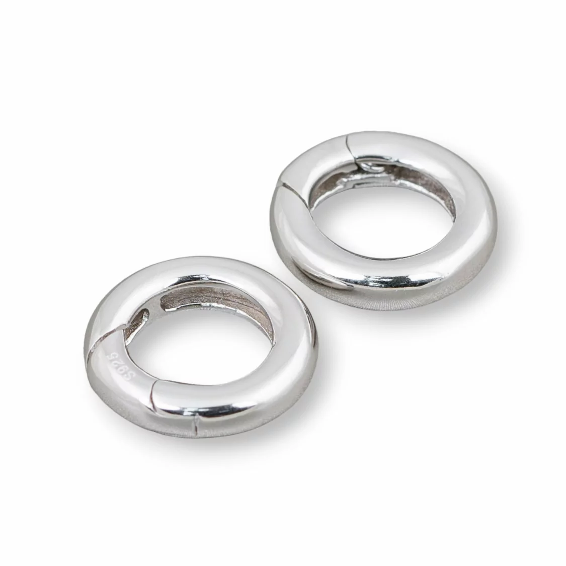 Chiusura Di Argento 925 Gancio A Ciambella Con Molla 18mm 2pz Rodiato-CHIUSURE DI ARGENTO | Worldofjewel.com