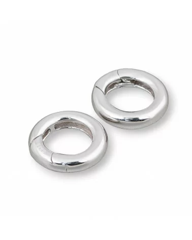 Chiusura Di Argento 925 Gancio A Ciambella Con Molla 18mm 2pz Rodiato-CHIUSURE DI ARGENTO | Worldofjewel.com