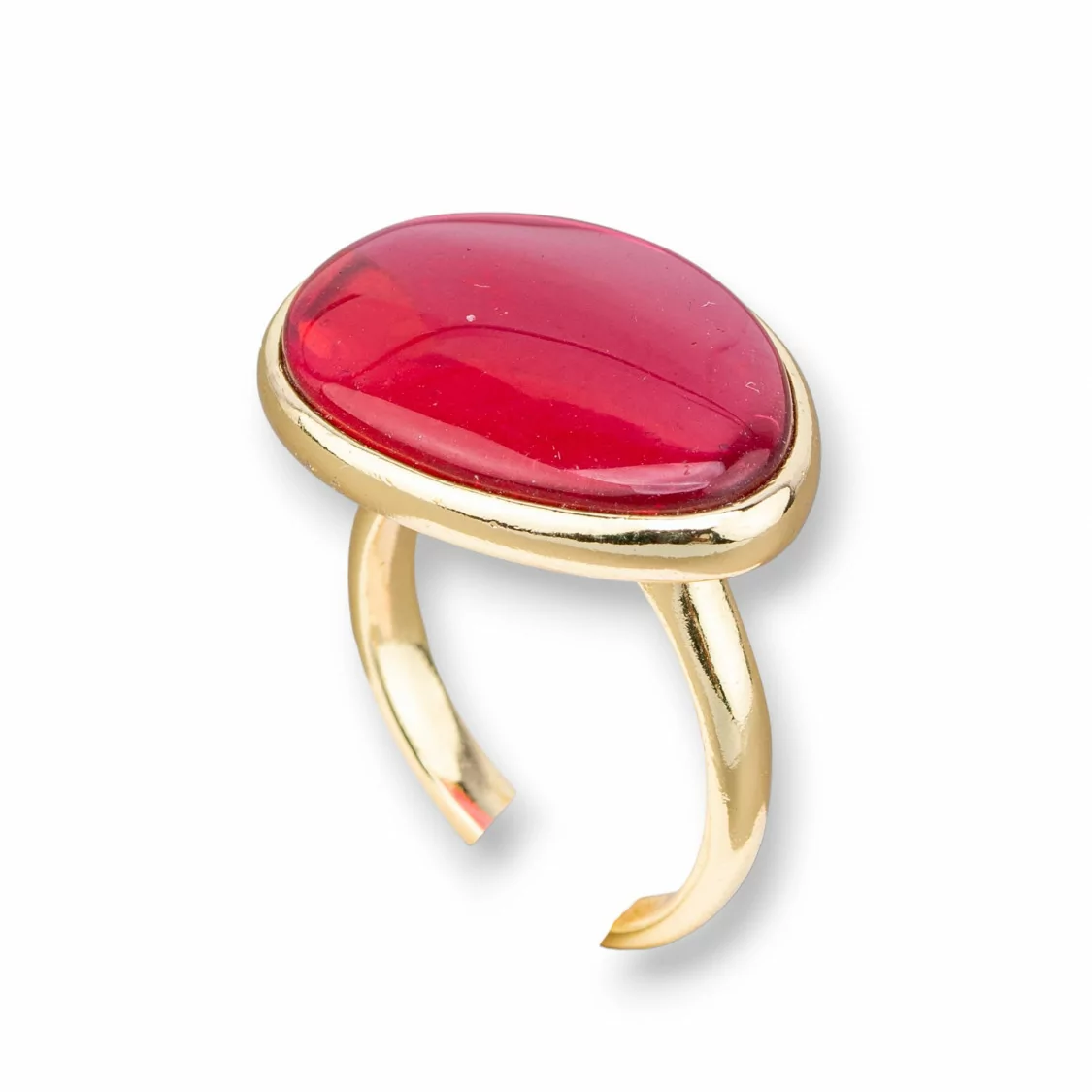 Anello Di Bronzo Con Occhio Di Gatto Incastonato Mango Liscio 18x26mm Dorato Ruby-ANELLI BRONZO E OCCHIO DI GATTO | Worldofjewel.com