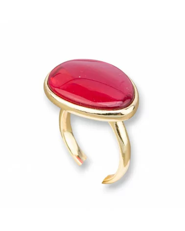 Anello Di Bronzo Con Occhio Di Gatto Incastonato Mango Liscio 18x26mm Dorato Ruby-ANELLI BRONZO E OCCHIO DI GATTO | Worldofjewel.com