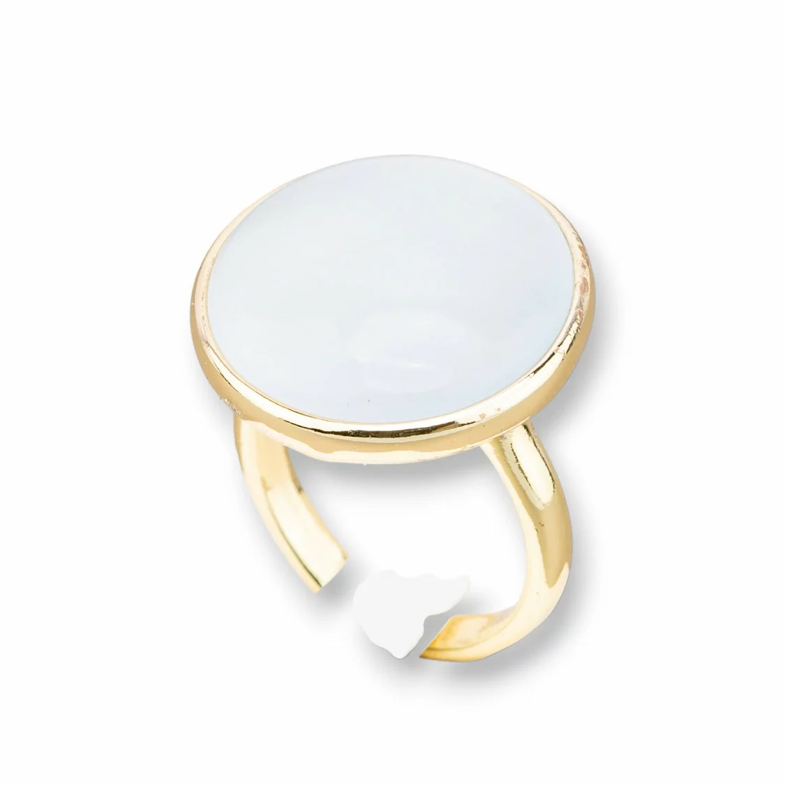 Anello Di Bronzo Con Occhio Di Gatto Incastonato Tondo Liscio 22mm Dorato Bianco-ANELLI BRONZO E OCCHIO DI GATTO | Worldofjewel.com