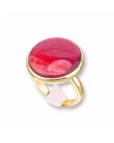 Anello Di Bronzo Con Occhio Di Gatto Incastonato Tondo Liscio 22mm Dorato Ruby-ANELLI BRONZO E OCCHIO DI GATTO | Worldofjewel.com